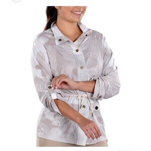 New! SwingDish Safari Uma Camo Print Jacket Tie Waist Size Medium Tan White